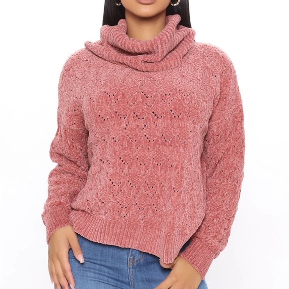 Fashion Nova Sweaters - Mauve Chenille Turtleneck Sweater